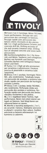 Tivoly   1 Foret Béton-Carrelage 2 en 1 Technic, Rouge, Ø 6 mm