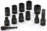 Tivoly   12 pièces- 9 Douilles à choc Ø 8 à 24mm + 2 adaptateurs + 1 rallonge -IMPACT