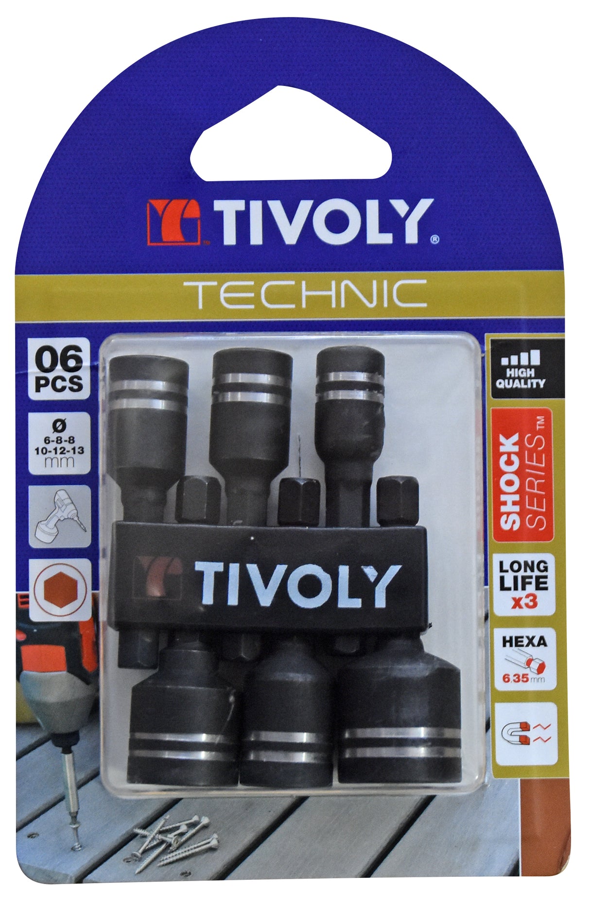 Tivoly   6 noix de serrage magnétiques Ø 6 à 13 mm -IMPACT