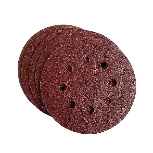 Disque perforé agrippant - 8 trous - Grain 80 - Lot de 5 - D125mm