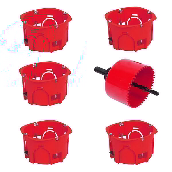 Lot 5 boîtes d'encastrement cloison sèche + scie cloche