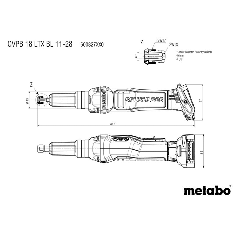 Meuleuse droite sans fil 18V GVPB 18 LTX BL 11-28 - Pick+Mix (sans batterie ni chargeur)