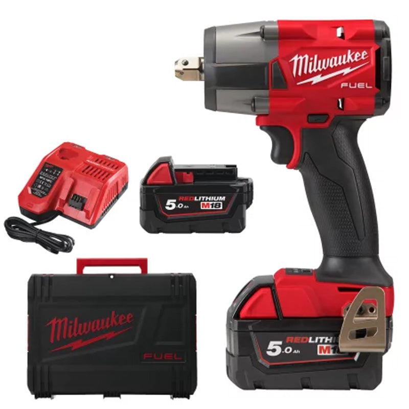 Boulonneuse à choc MILWAUKEE M18 Fuel 881Nm avec 2 Batteries 5Ah  1 Chargeur et HD Box