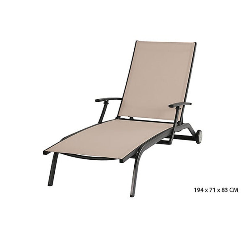 Bain de soleil inclinable avec accoudoirs - Taupe