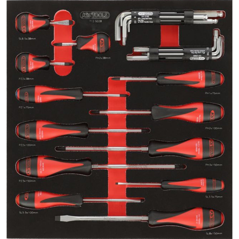 Composition d'outils 5 tiroirs pour servante, 187 pièces  - KS TOOLS - 714.0187