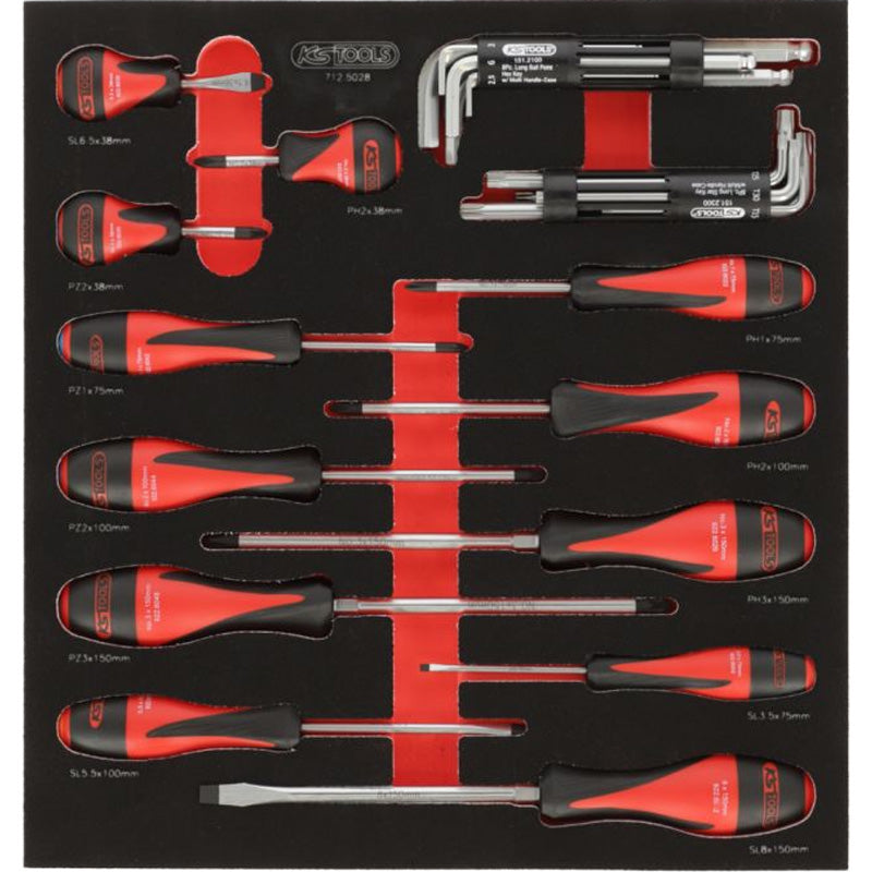 Composition d'outils 3 tiroirs pour servante, 158 pièces  - KS TOOLS - 714.0158