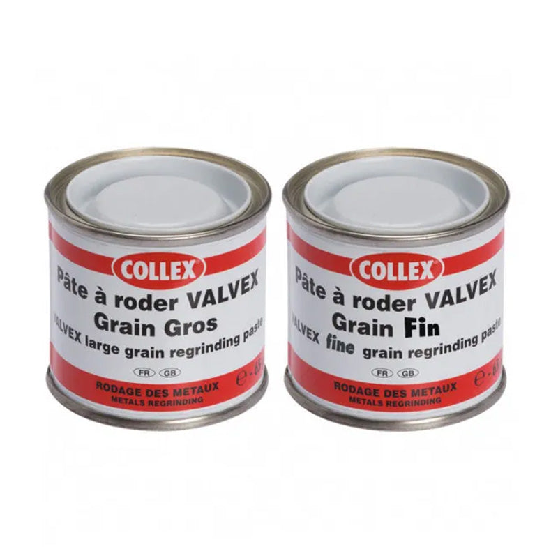 Collex pâte à roder GEB VALVEX pour robinets, vannes, clapets Pot de 65g de gros grain 120 + un pot de 65g de grain fin 240