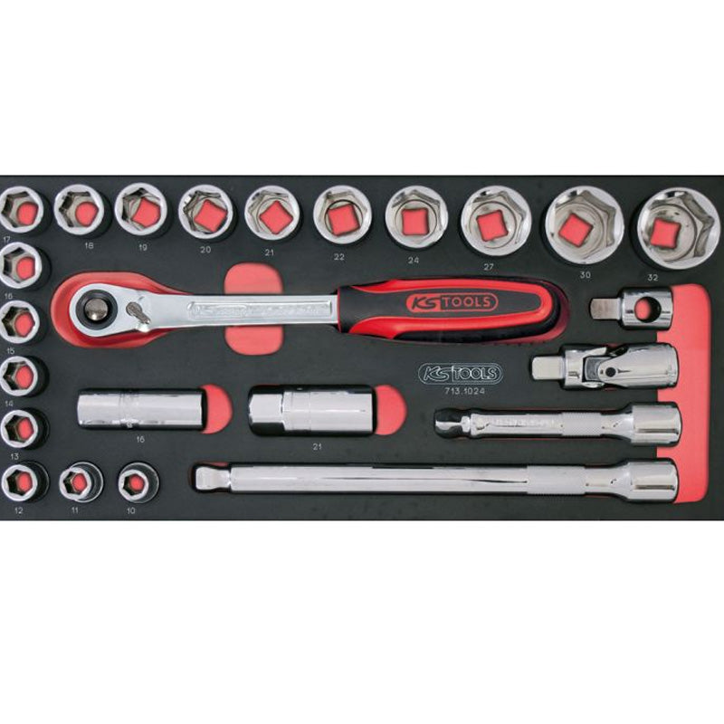 Composition d'outils 3 tiroirs pour servante, 158 pièces  - KS TOOLS - 714.0158