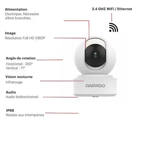 Caméra de surveillance intérieure - Daewoo - IP501 FULL HD