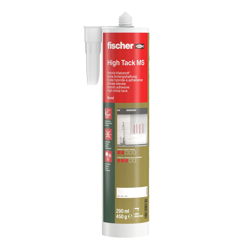 Cartouche de colle élastique High Tack MS blanche à adhérence initiale élevée FISCHER 541712 290 ml