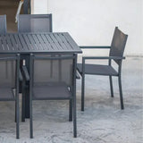 Chaise Maxime en aluminium et textile gris foncé