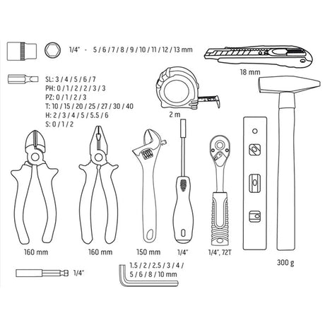 Coffret ensemble d'outils 60 pièces NEO TOOLS - 10-200