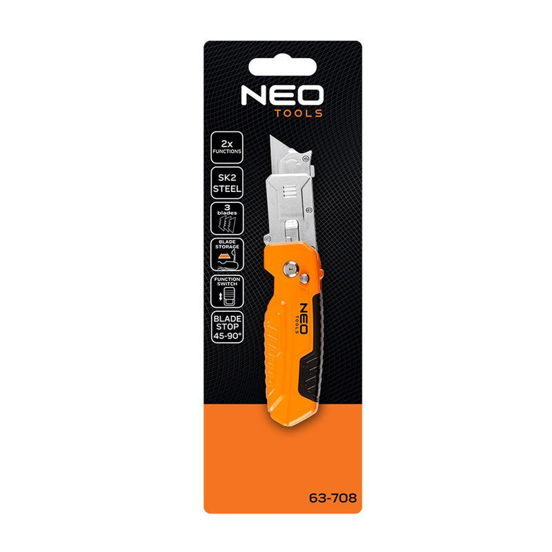 Couteau à lame trapézoïdale avec grattoir - NEO TOOLS - 63-708