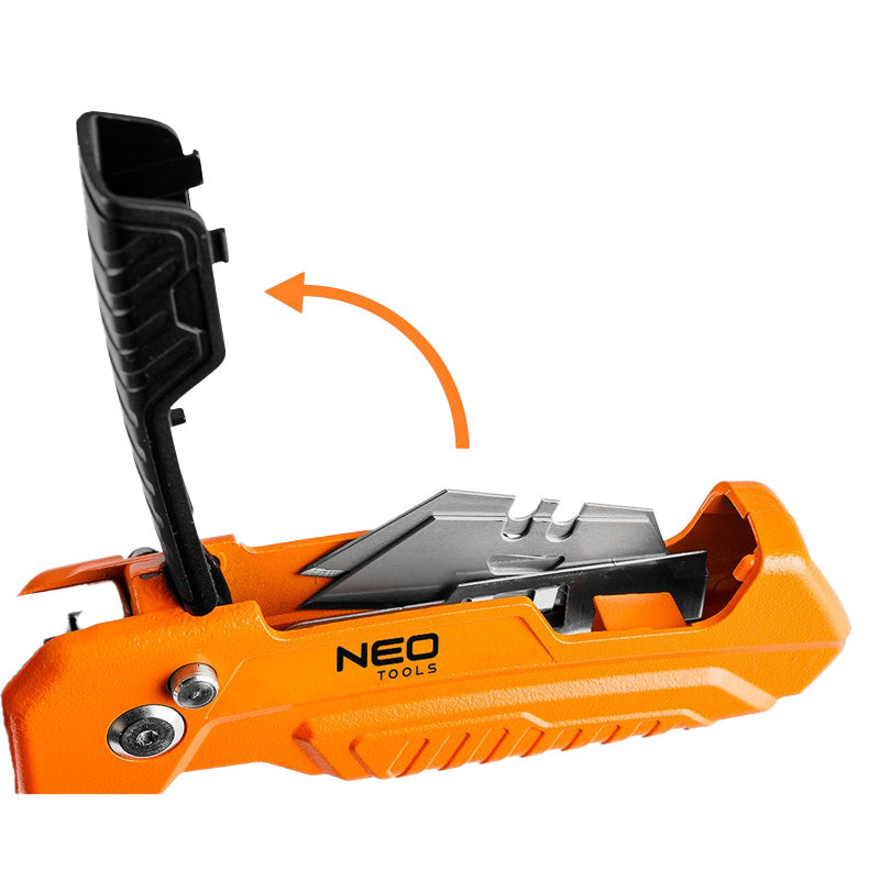 Couteau à lame trapézoïdale avec grattoir - NEO TOOLS - 63-708