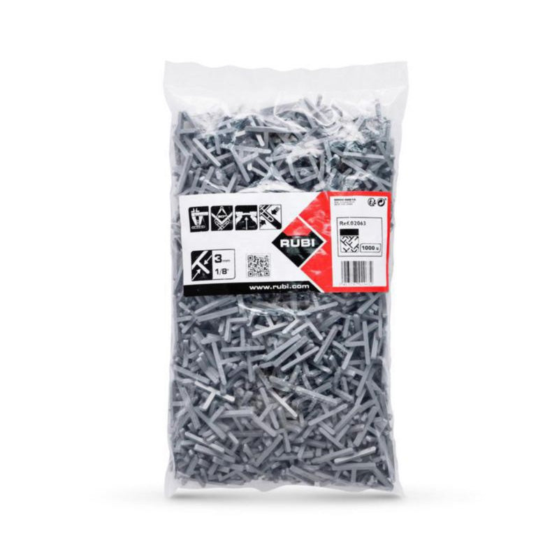 Croisillons T d’écartement 3 mm. 1000 unités - RUBI - 02063