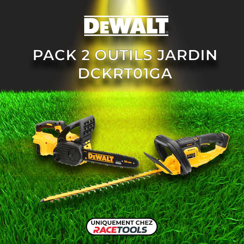 Pack 2 outils DEWALT DCKRT01GA Tronçonneuse + Taille-haie 18V + 3 batteries + chargeur