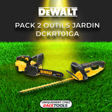 Pack 2 outils DEWALT DCKRT01GA Tronçonneuse + Taille-haie 18V + 3 batteries + chargeur