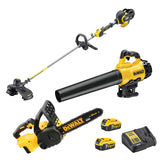 Pack 3 outils DEWALT Débrousailleuse + Tronçonneuse + Souffleur + 2 batteries + chargeur