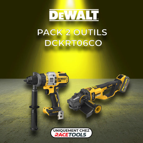 Pack 2 outils DEWALT PREMIUM DCKRT06CO Perceuse-visseuse à percussion + meuleuse Ø230mm + chargeur + 2 batteries