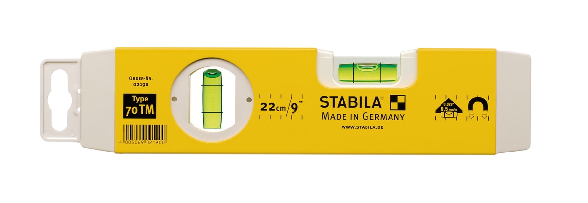 Niveaux à bulle Type 70 TM, 22 cm STABILA 2190