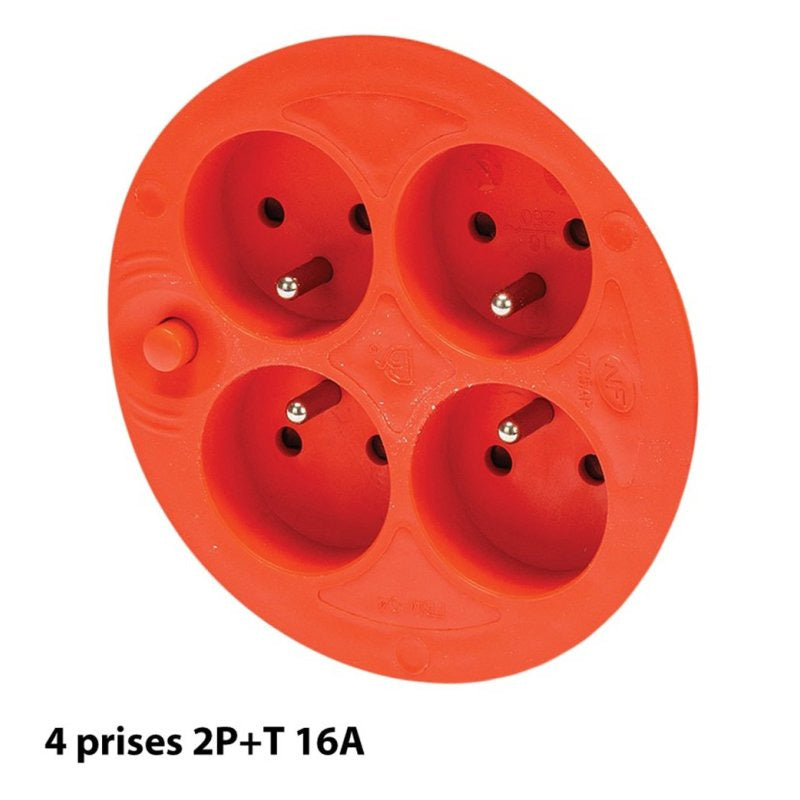 Enrouleur bricolage, 4 prises, H05VV-F3G1.5MM2, 40M , NF,CE - VELAMP - REEL-FR-40