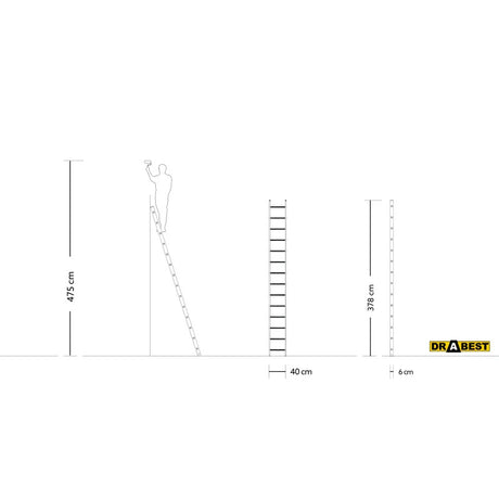 Echelle simple en aluminium 3,78m - DRABEST - ECHE378