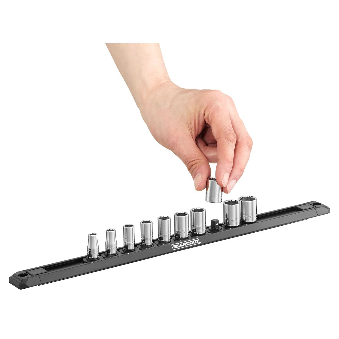 Jeu de 10 douilles 1/4'' OGV Grip sur rack - FACOM R.40EGRPPB