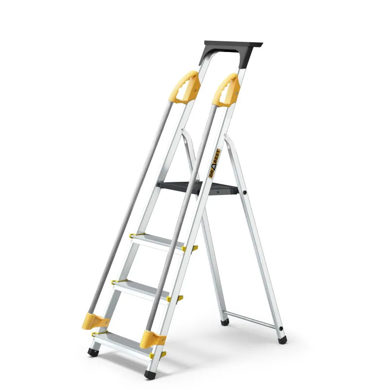 Escabeau simple en aluminium 4 marches avec rampe - DRABEST - ESCA275