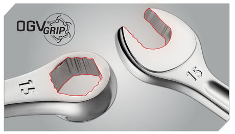 Jeu de 8 clés FACOM mixtes longues OGV GRIP 441 (8 à 19 mm) sur étui JP 441.JP8GRPPB