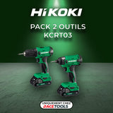 Pack 2 outils HIKOKI Perceuse + visseuse à choc 18V KCRT03 (DS18DA + WH18DA + 2 x 2Ah + UC18YKSLW0Z)