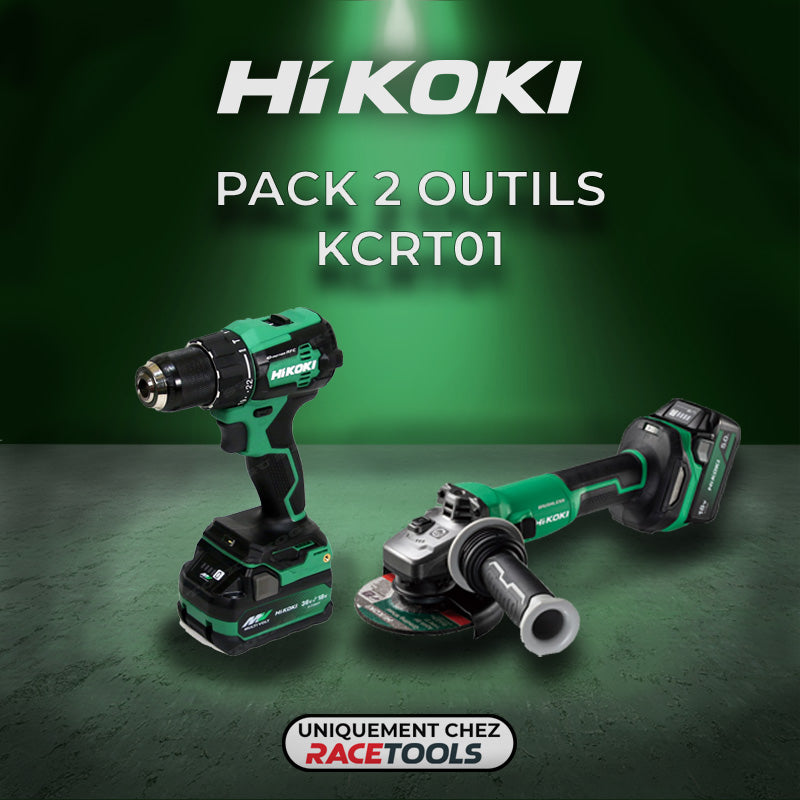 Pack 2 outils HIKOKI Perceuse + meuleuse 18V Brushless KCRT01 (DV18DE + G1813DVE + 2 x 5Ah + UC18YFSLW0Z)