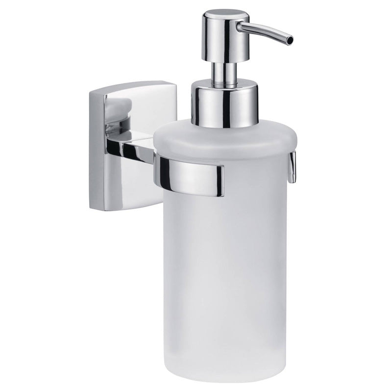 Klaam Distributeur de savon, Métal Chromé, adhésif, technologie sans Percer, 170mm x 70mm x 125mm - TESA
