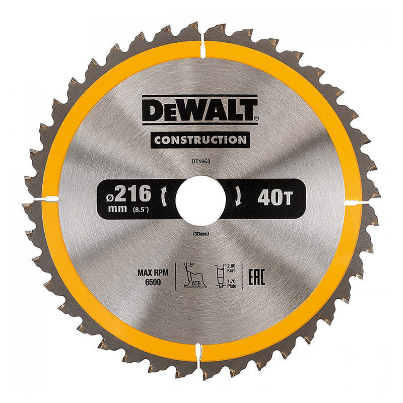 Lame de scie circulaire portative DEWALT Carbure Construction