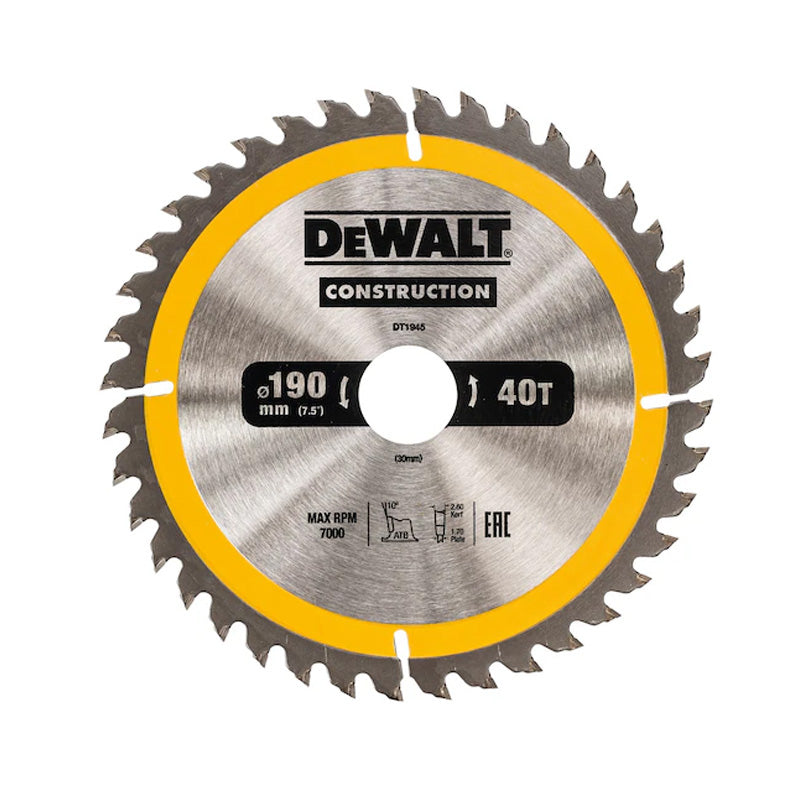 Lame de scie circulaire portative DEWALT Carbure Construction