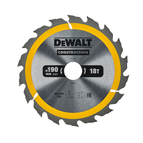 Lame de scie circulaire portative DEWALT Carbure Construction