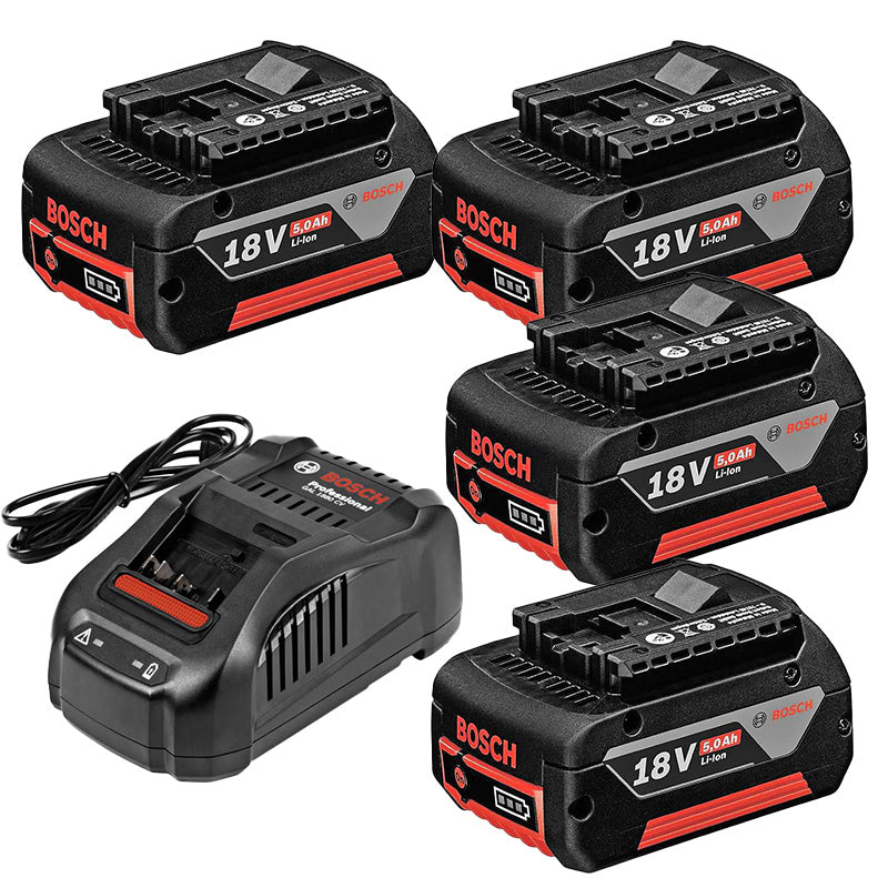 Lot de 4 batteries 5Ah 18V + chargeur GAL 1880 CV BOSCH Professional