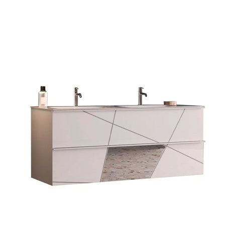Meuble salle de bain suspendu ARREDOBAGNO CAMPANELLI Miroir - 2 tiroirs + double vasque 120cm
