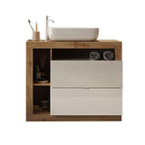 Meuble salle de bain sur pieds ARREDOBAGNO CAMPANELLI 2 tiroirs + 3 niches + vasque à poser 92cm