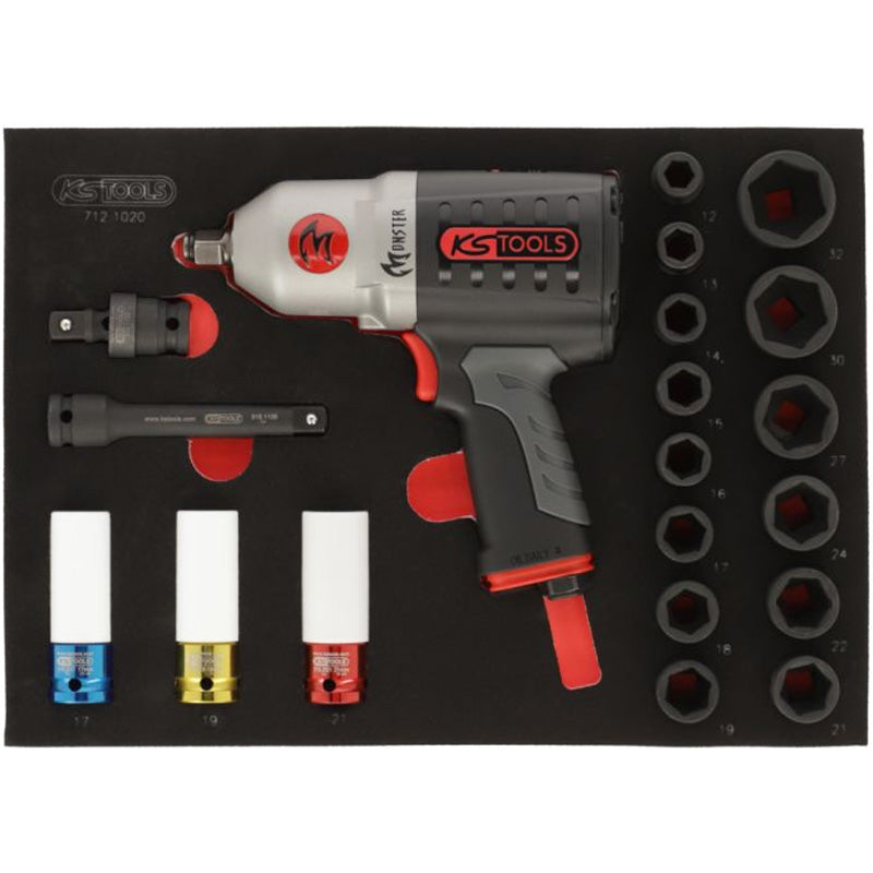 Module de douilles et clé à chocs pneumatique 1/2'', 20 pièces  - KS TOOLS - 712.1020