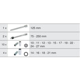 Module de douilles longues et accessoires 1/2'',  17 pièces  - KS TOOLS - 713.1026