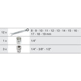 Module de clés mixtes à cliquet réversible GEARplus® avec adaptateurs, 16 pièces  - KS TOOLS - 713.2027