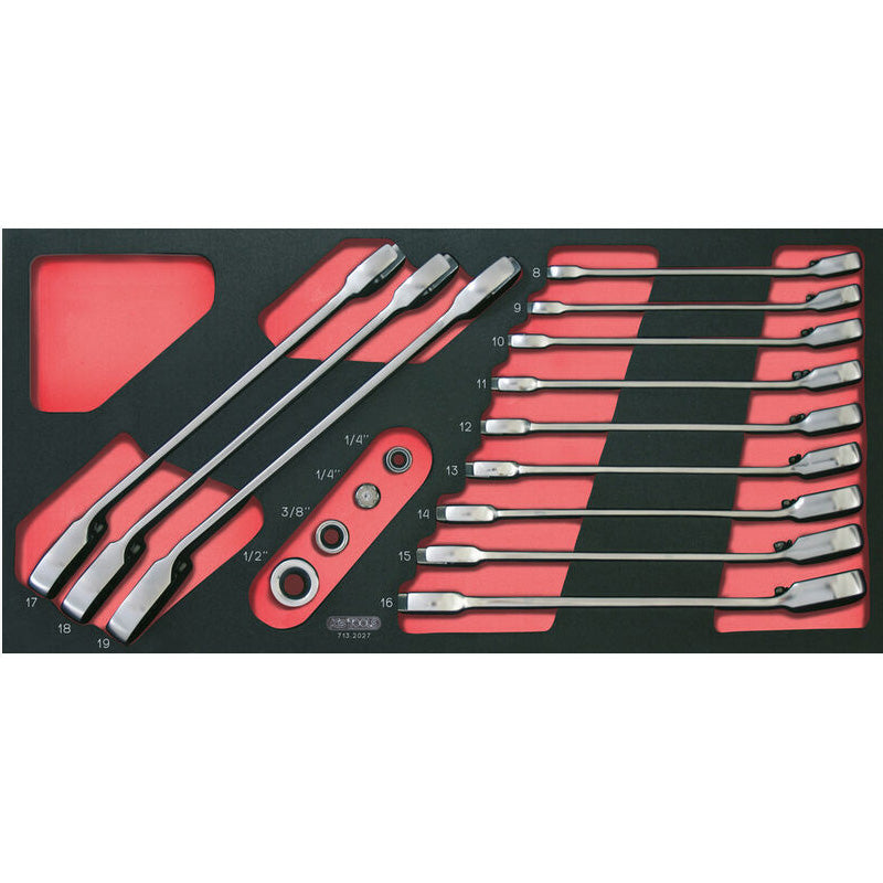 Module de clés mixtes à cliquet réversible GEARplus® avec adaptateurs, 16 pièces  - KS TOOLS - 713.2027