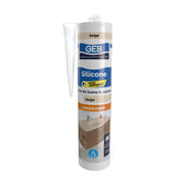 Mastic silicone tous supports GEB couleur beige pour l'étanchéité sanitaire 280 ml