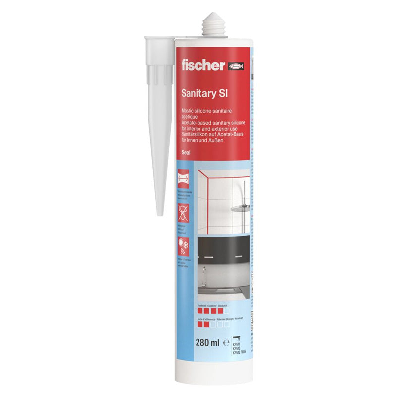 Mastic silicone SI transparent spécial sanitaires FISCHER 58515 - 1 cartouche de 280 ml