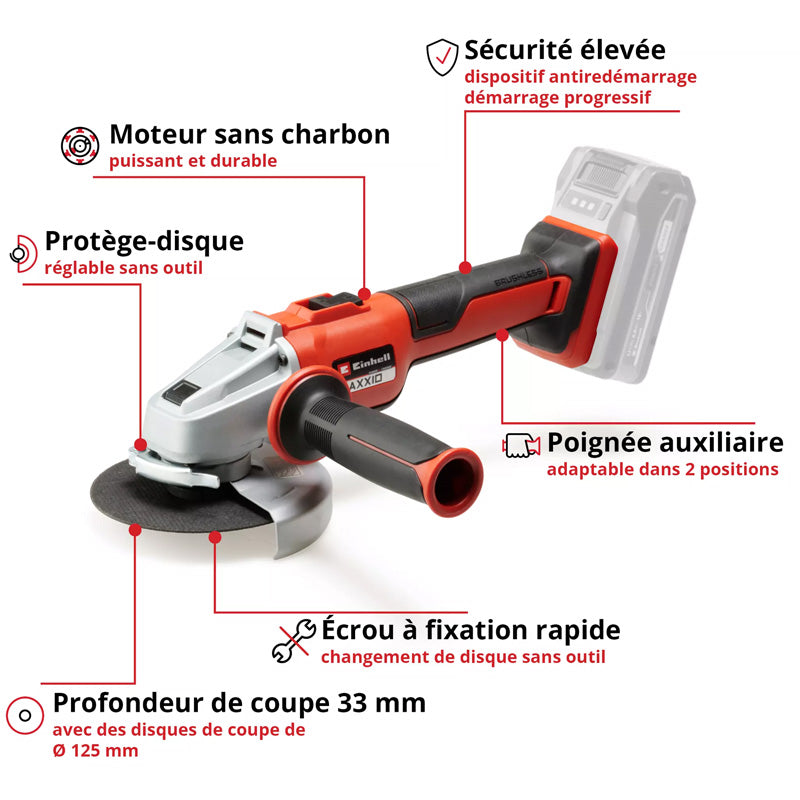 Meuleuse d'angle sans fil Ø125 AXXIO 18/125 Q Einhell
