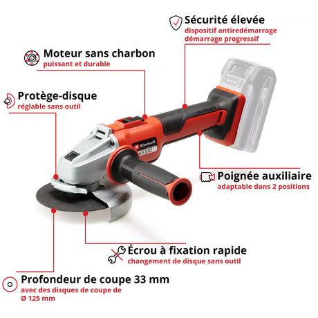 Meuleuse d'angle sans fil Ø125 AXXIO 18/125 Q Einhell