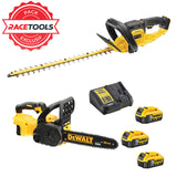 Pack 2 outils DEWALT DCKRT01GA Tronçonneuse + Taille-haie 18V + 3 batteries + chargeur