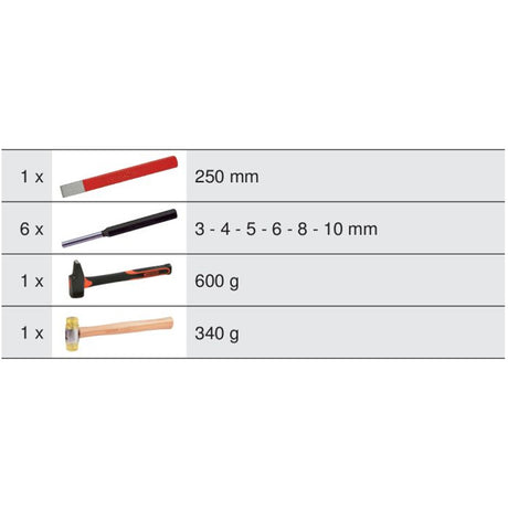 Module d'outils de frappe, 9 pièces  - KS TOOLS - 713.1102
