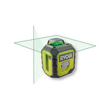 Laser 360° RYOBI RB360GLL vert portée 25 m - précision +/- 0,5 mm avec une pochette et 2 piles