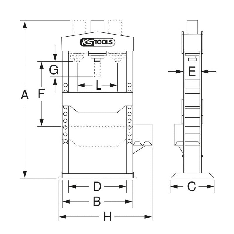 Presse hydraulique 20t à pompe hydraulique 2 vitesses  - KS TOOLS - 160.0113
